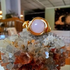 Rose quartz wire wrap ring size 5.5